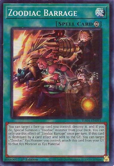 Zoodiac Barrage Quarter Century Stampede Yu-Gi-Oh! card