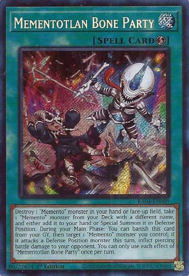Mementotlan Bone Party Secret Rare Quarter Century Stampede Yu-Gi-Oh! card