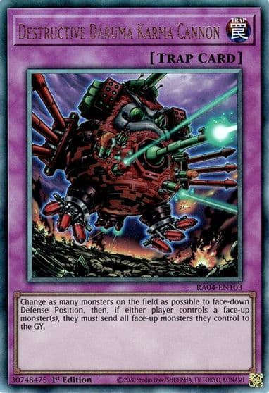 Destructive Daruma Karma Cannon PUR Quarter Century Stampede Yu-Gi-Oh! card