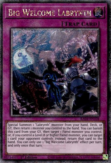 Big Welcome Labrynth Quarter Century Secret Rare Quarter Century Stampede Yu-Gi-Oh! card