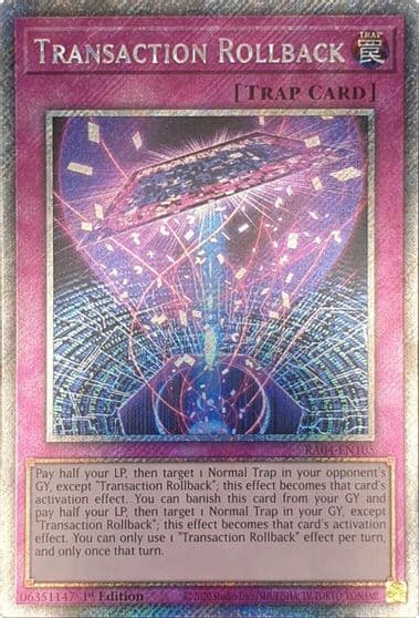 Transaction Rollback Platinum Secret Rare Quarter Century Stampede Yu-Gi-Oh! card