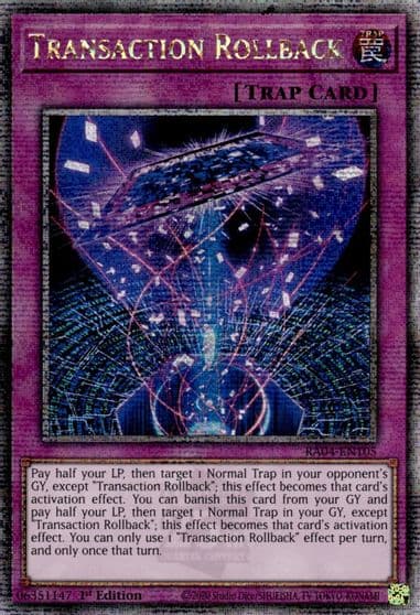 Transaction Rollback Quarter Century Secret Rare Quarter Century Stampede Yu-Gi-Oh! card