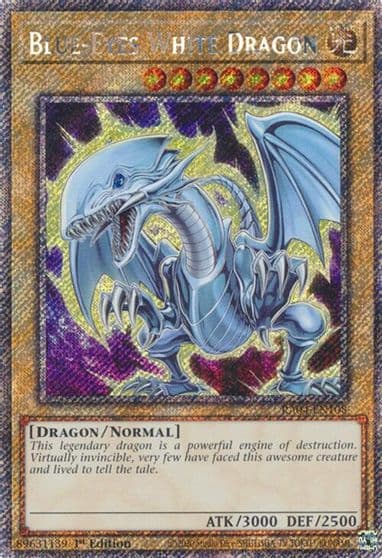 Blue Eyes White Dragon 7th Art Platinum Secret Rare Quarter Century Stampede Yu-Gi-Oh! card