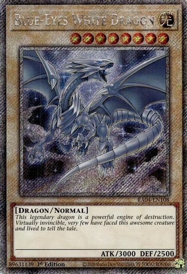 Blue Eyes White Dragon 8th Art Platinum Secret Rare Quarter Century Stampede Yu-Gi-Oh! card