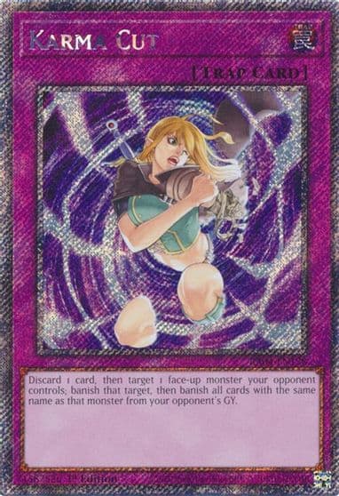Karma Cut Platinum Secret Rare Quarter Century Stampede Yu-Gi-Oh! card