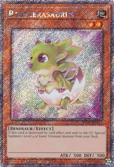 Babycerasaurus Platinum Secret Rare Quarter Century Stampede Yu-Gi-Oh! card