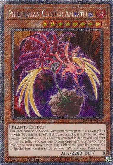 Phoenixian Cluster Amaryllis Platinum Secret Rare Quarter Century Stampede Yu-Gi-Oh! card