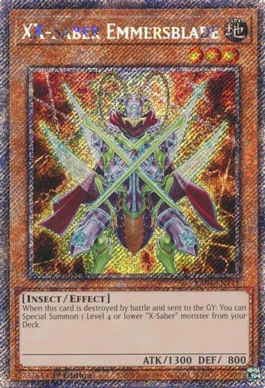 XX Saber Emmersblade Platinum Secret Rare Quarter Century Stampede Yu-Gi-Oh! card