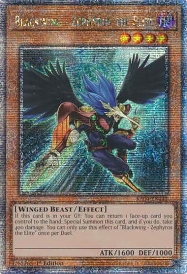 Blackwing Zephyros the Elite Quarter Century Secret Rare Quarter Century Stampede Yu-Gi-Oh! card