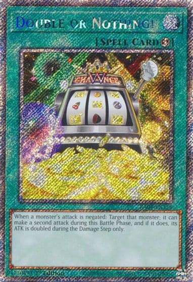 Double or Nothing Platinum Secret Rare Quarter Century Stampede Yu-Gi-Oh! card