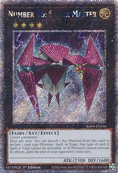 Number 16 Shock Master Platinum Secret Rare Quarter Century Stampede Yu-Gi-Oh! card