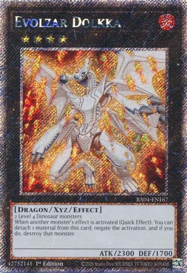 Evolzar Dolkka Platinum Secret Rare Quarter Century Stampede Yu-Gi-Oh! card