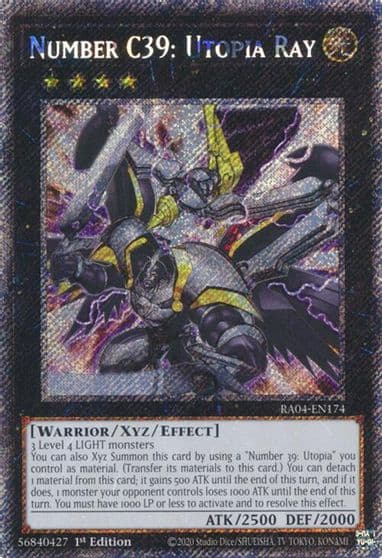 Number C39 Utopia Ray Platinum Secret Rare Quarter Century Stampede Yu-Gi-Oh! card