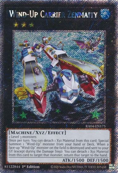 Wind Up Carrier Zenmaity Platinum Secret Rare Quarter Century Stampede Yu-Gi-Oh! card