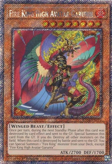 Fire King High Avatar Garunix Platinum Secret Rare Quarter Century Stampede Yu-Gi-Oh! card