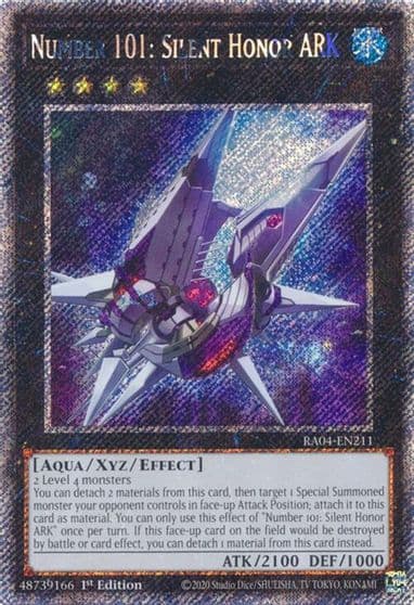 Number 101 Silent Honor ARK Platinum Secret Rare Quarter Century Stampede Yu-Gi-Oh! card