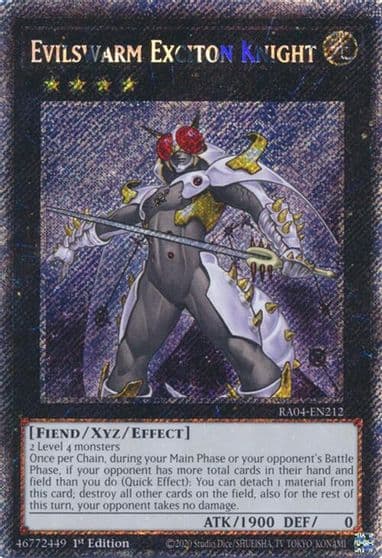 Evilswarm Exciton Knight Platinum Secret Rare Quarter Century Stampede Yu-Gi-Oh! card