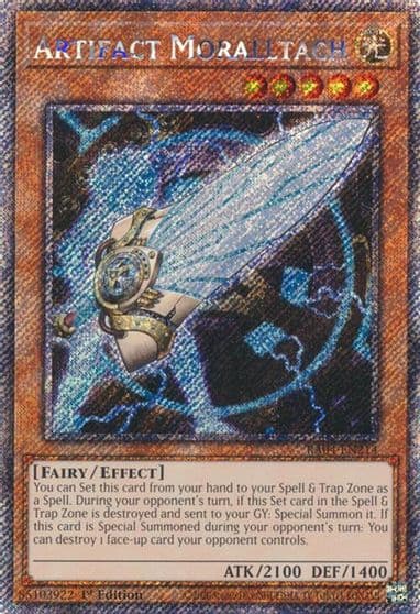 Artifact Moralltach Platinum Secret Rare Quarter Century Stampede Yu-Gi-Oh! card