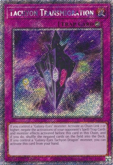 Tachyon Transmigration Platinum Secret Rare Quarter Century Stampede Yu-Gi-Oh! card