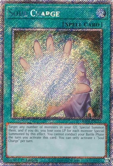 Soul Charge Platinum Secret Rare Quarter Century Stampede Yu-Gi-Oh! card