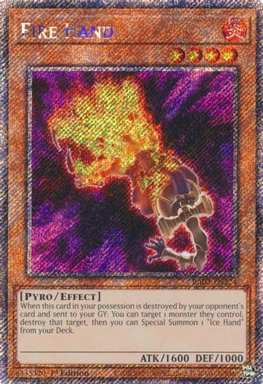 Fire Hand Platinum Secret Rare Quarter Century Stampede Yu-Gi-Oh! card