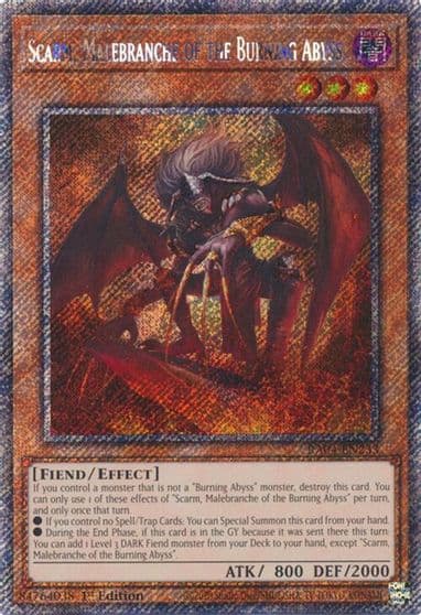 Scarm Malebranche of the Burning Abyss Platinum Secret Rare Quarter Century Stampede Yu-Gi-Oh! card