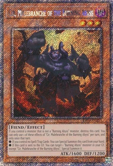 Cir Malebranche of the Burning Abyss Platinum Secret Rare Quarter Century Stampede Yu-Gi-Oh! card