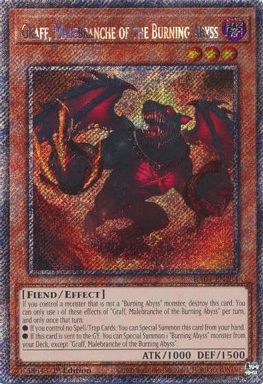 Graff Malebranche of the Burning Abyss Platinum Secret Rare Quarter Century Stampede Yu-Gi-Oh! card