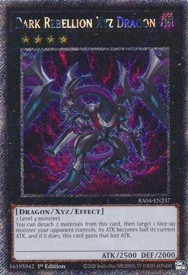 Dark Rebellion Xyz Dragon Platinum Secret Rare Quarter Century Stampede Yu-Gi-Oh! card
