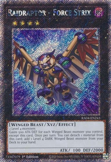 Raidraptor Force Strix Platinum Secret Rare Quarter Century Stampede Yu-Gi-Oh! card