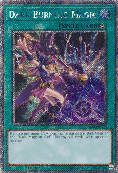 Dark Burning Magic Platinum Secret Rare Quarter Century Stampede Yu-Gi-Oh! card