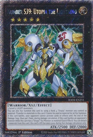 Number S39 Utopia the Lightning Platinum Secret Rare Quarter Century Stampede Yu-Gi-Oh! card