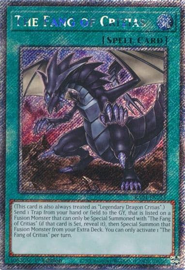 The Fang of Critias Platinum Secret Rare Quarter Century Stampede Yu-Gi-Oh! card