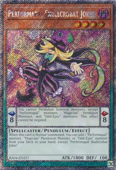 Performapal Skullcrobat Joker Platinum Secret Rare Quarter Century Stampede Yu-Gi-Oh! card