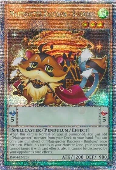Majespecter Raccoon Bunbuku Quarter Century Secret Rare Quarter Century Stampede Yu-Gi-Oh! card