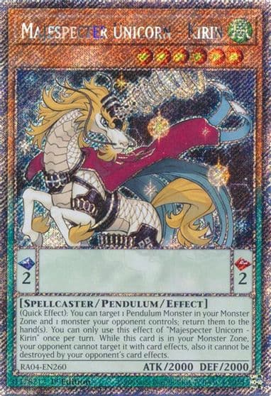 Majespecter Unicorn Kirin Platinum Secret Rare Quarter Century Stampede Yu-Gi-Oh! card