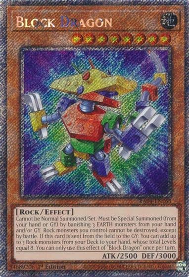 Block Dragon Platinum Secret Rare Quarter Century Stampede Yu-Gi-Oh! card