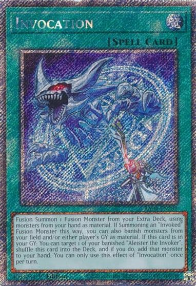 Invocation Platinum Secret Rare Quarter Century Stampede Yu-Gi-Oh! card