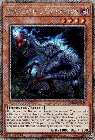Souleating Oviraptor Platinum Secret Rare Quarter Century Stampede Yu-Gi-Oh! card