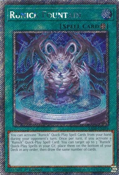 Runick Fountain Platinum Secret Rare Quarter Century Stampede Yu-Gi-Oh! card