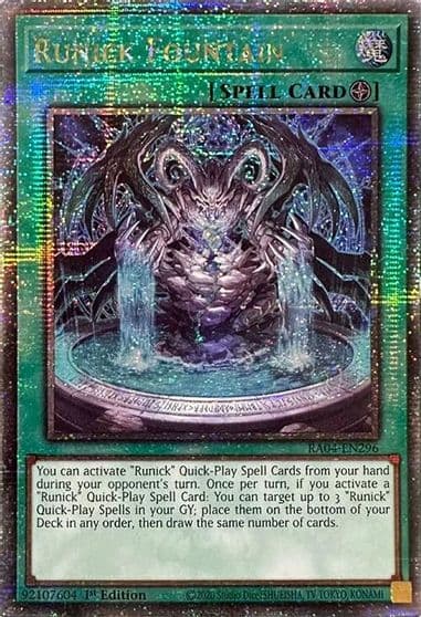 Runick Fountain Quarter Century Secret Rare Quarter Century Stampede Yu-Gi-Oh! card