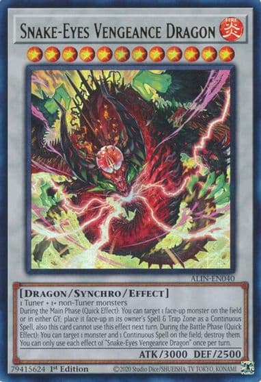 Snake Eyes Vengeance Dragon Alliance Insight Yu-Gi-Oh! card