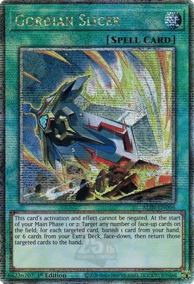 Gordian Slicer Quarter Century Secret Rare Alliance Insight Yu-Gi-Oh! card