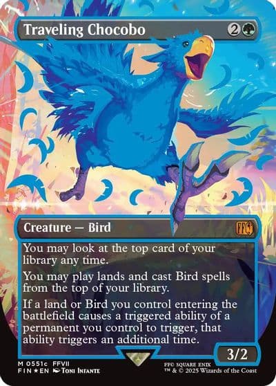 Traveling Chocobo Borderless Neon Ink Blue FINAL FANTASY Magic card