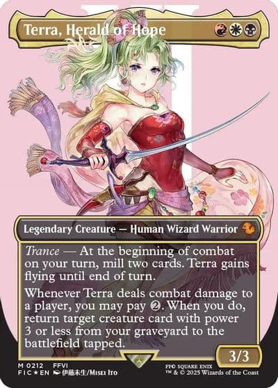Terra Herald of Hope Borderless Surge Foil Commander: FINAL FANTASY Magic card