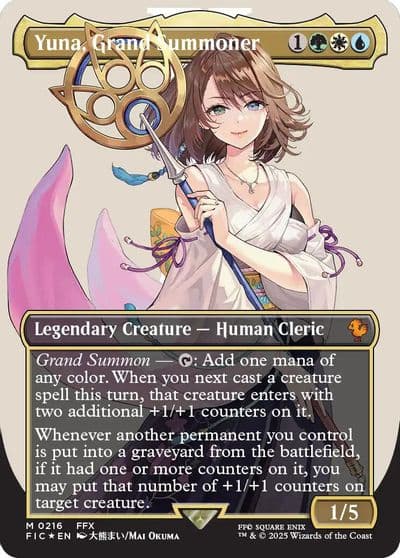 Yuna Grand Summoner Borderless Surge Foil Commander: FINAL FANTASY Magic card