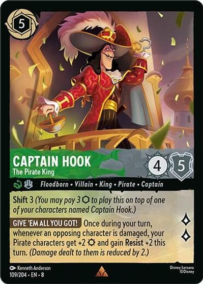 Captain Hook The Pirate King Reign of Jafar Lorcana card