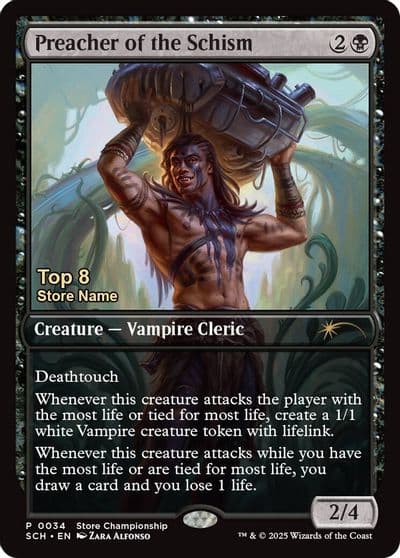 Preacher of the Schism Top 8 Game Day & Store Championship Promos Magic card