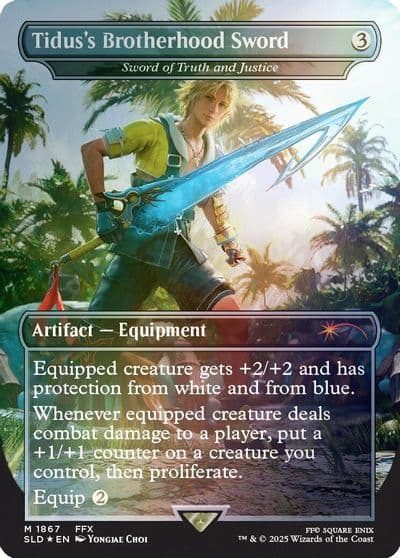 Tiduss Brotherhood Sword Sword of Truth and Justice Rainbow Foil Secret Lair Drop Series Magic card