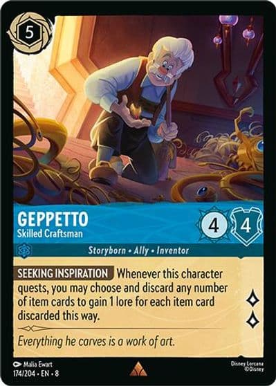 Geppetto Skilled Craftsman Reign of Jafar Lorcana card